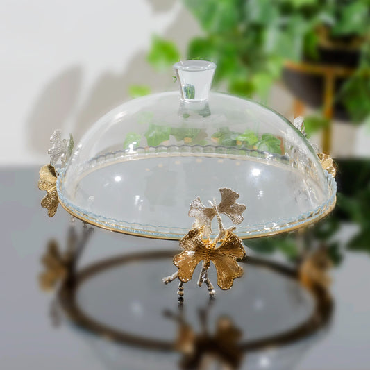 Luxury glass cake stand with dome lid